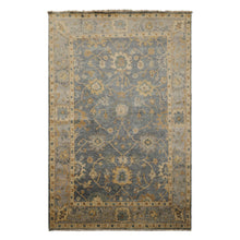 6x9 Slate, Blue, Gray Color Hand Knotted Oushak Wool Traditional Oriental Rug