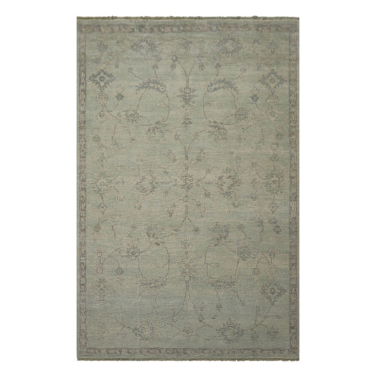 5'10''x9 Hand Knotted Wool Rug Seafoam Taupe Transitional Oushak