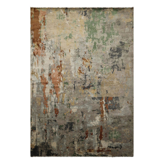 6'1''x8'11'' Hand Knotted Wool Rug Gray Taupe Modern Sherpa