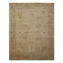 6x9 Beige, Brown, Slate Color Hand Knotted Oushak Wool Traditional Oriental Rug