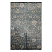 6x9 Aqua, Beige, Gray Color Hand Loomed Oushak 100% Bamboo Silk Transitional Oriental Rug