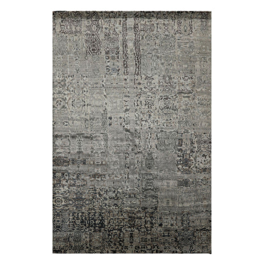 5'10''x8'10'' Hand Loomed 100% Bamboo Silk Rug Taupe Gray Sherpa Abstract