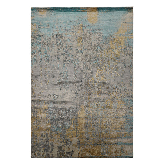 6x8'10'' Hand Loomed Wool & Bamboo Silk Rug Taupe Gray Sherpa Abstract
