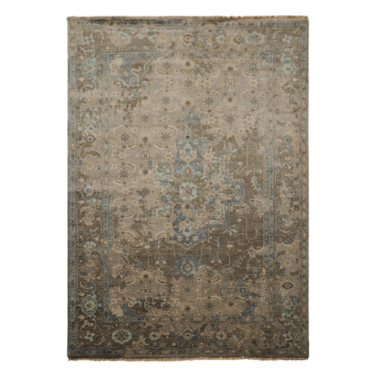 6'2''x8'10'' Hand Knotted Wool Rug Brown Beige Traditional Oushak