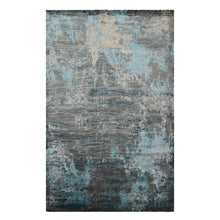 6x9 Teal, Blue, Gray Color Hand Knotted Sherpa Wool / Bamboo Silk  Oriental Rug