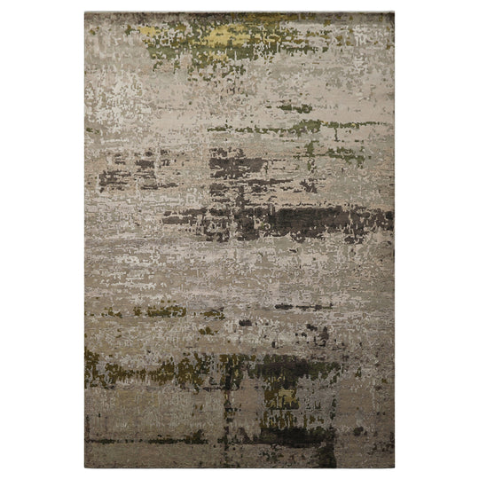6'2''x9 Hand Knotted Wool & Bamboo Silk Rug Beige, Taupe Modern Sherpa