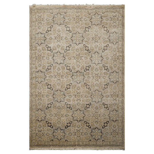 5'10''x8'9'' Hand Woven Wool Rug Beige, Taupe Traditional Fine Oushak