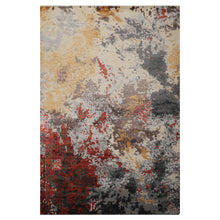 6x9 Ivory, Graphite, Rust Color Hand Knotted Sherpa Wool & Bamboo Silk Modern Oriental Rug