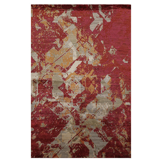 5'9''x8'10'' Hand Loomed Bamboo Silk Rug Plum, Red Modern Sherpa