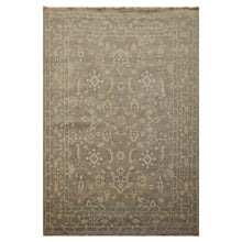 6x9 Taupe, Slate, Beige Color Hand Knotted Oushak Wool Traditional Oriental Rug