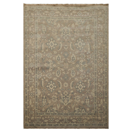 6x8'10'' Hand Knotted Wool Rug Taupe, Slate Traditional Oushak