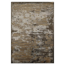 6x9 Brown, Silver, Gold Color Hand Knotted Sherpa Wool & Bamboo Silk Modern Oriental Rug