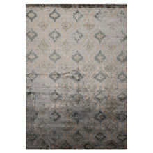 6x9 Silver, Gray, Tan Color Hand Knotted Tibetan Bamboo Silk Modern Oriental Rug