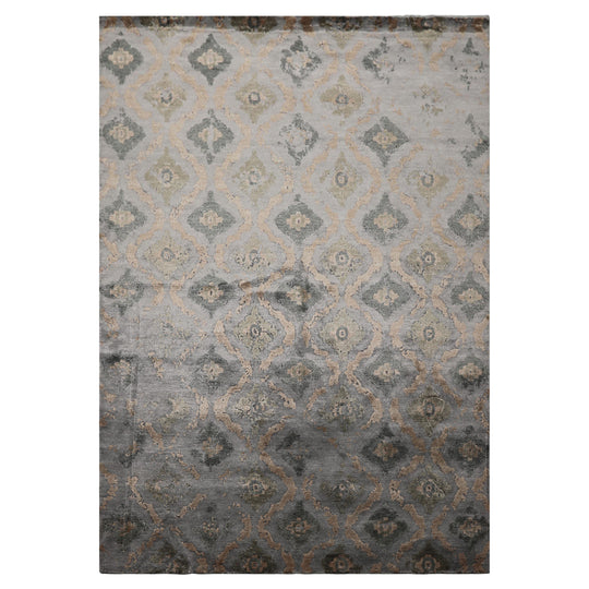 6'1''x8'9'' Hand Knotted Bamboo Silk Rug Silver, Gray Modern Tibetan