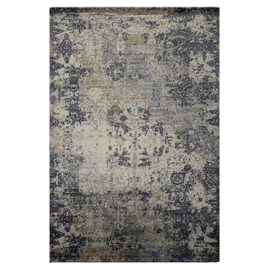 5'11''x8'9'' Hand Loomed Bamboo Silk Rug Beige, Brown Modern Sherpa