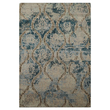 6x9 Gray, Brown, Navy Color Hand Knotted Tibetan Wool Modern Oriental Rug