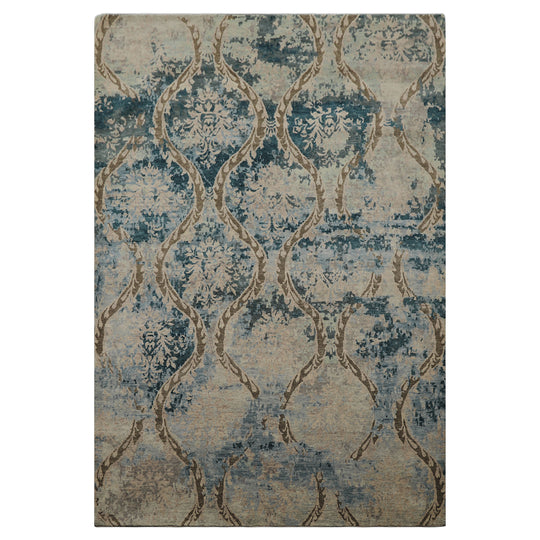 6'1''x8'11'' Hand Knotted Wool Rug Gray, Brown Modern Tibetan