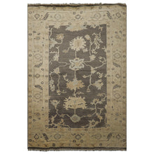 6x9 Taupe, Ivory, Gray Color Hand Knotted Oushak Wool Traditional Oriental Rug