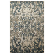 6x9 Ivory, Teal, Brown Color Hand Knotted Sherpa Wool & Bamboo Silk Modern Oriental Rug