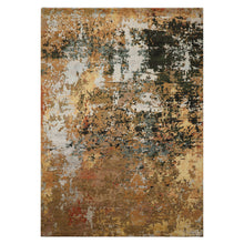 6x9 Peach, Charcoal, Green Color Hand Knotted Sherpa Wool & Bamboo Silk Modern Oriental Rug