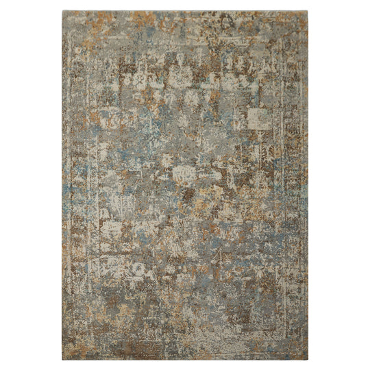 6'2''x8'10'' Hand Knotted Wool & Bamboo Silk Rug Gray, Ivory Modern Sherpa