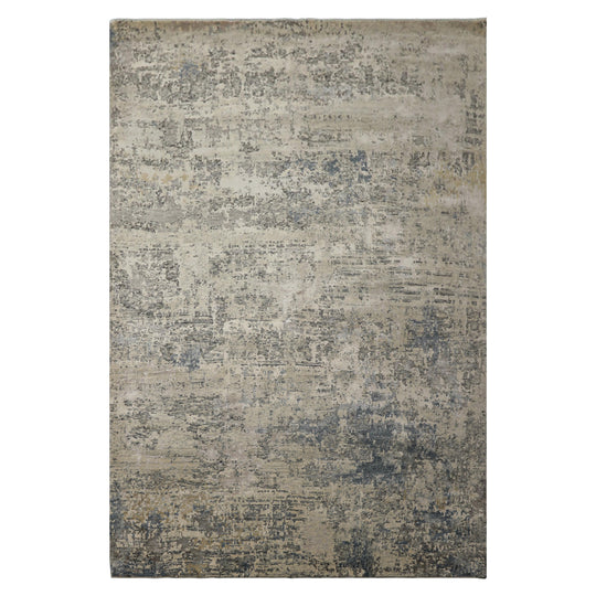 5'11''x8'11'' Hand Knotted Wool & Bamboo Silk Rug Ivory, Gray Modern Sherpa