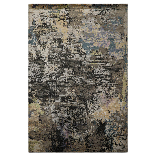 6'2''x9'2'' Hand Knotted Wool & Bamboo Silk Rug Gray, Beige Modern Sherpa