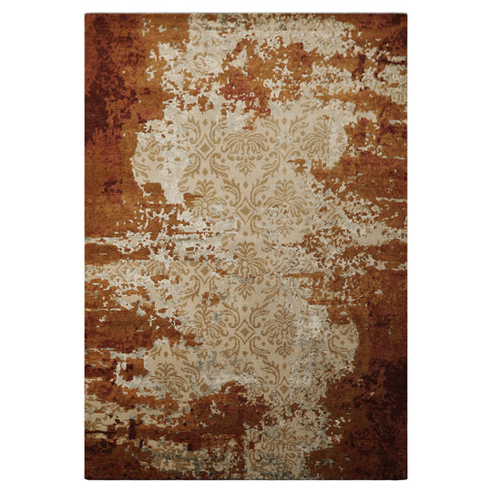 6'1''x8'10'' Hand Knotted Wool & Bamboo Silk Rug Brown, Rust Modern Sherpa