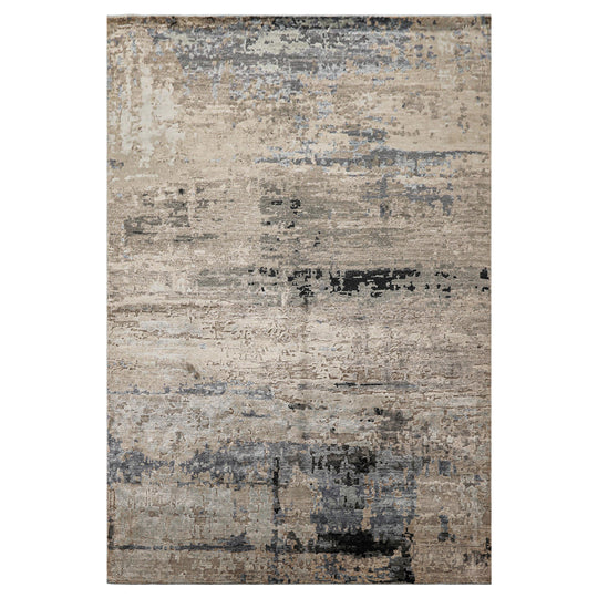 6x8'10'' Hand Knotted Bamboo Silk Rug Beige, Taupe Modern Sherpa