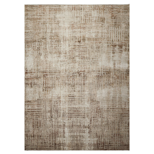7'11''x9'10'' Hand Loomed Wool Rug Beige, Brown Modern Tibetan