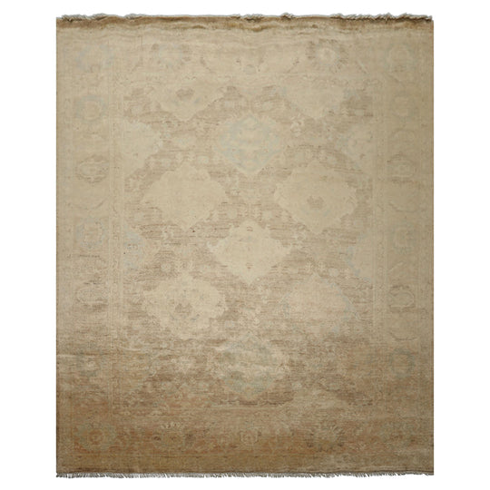 8x10 Hand Knotted Wool Rug Beige, Brown Traditional Oushak