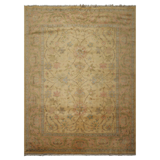 9x11'11'' Hand Knotted Wool Rug Light Gold, Brown Traditional Oushak