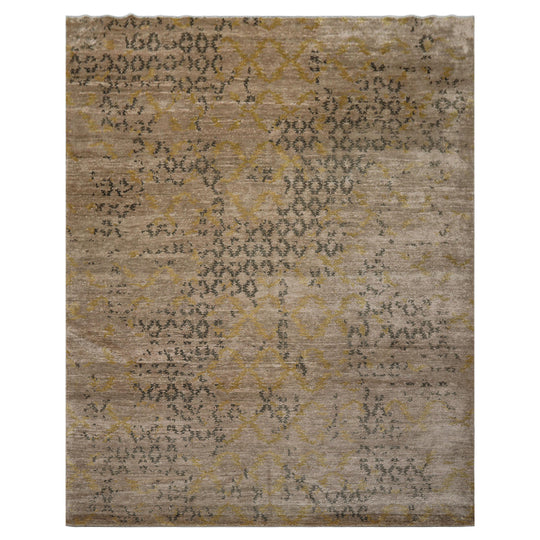 7'10''x9'10'' Hand Knotted Bamboo Silk Rug Taupe, Gray Modern Sherpa