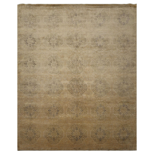 7'10''x9'7'' Hand Knotted Wool Rug Beige, Gray Transitional Tibetan