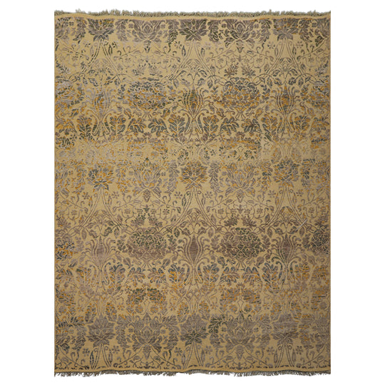 7'10''x10'2'' Hand Knotted Wool Rug Beige, Taupe Transitional Distressed