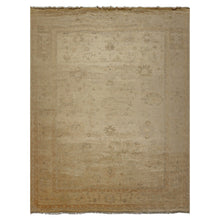 9x12 Beige, Tan, Gray Color Hand Knotted Oushak Wool Traditional Oriental Rug