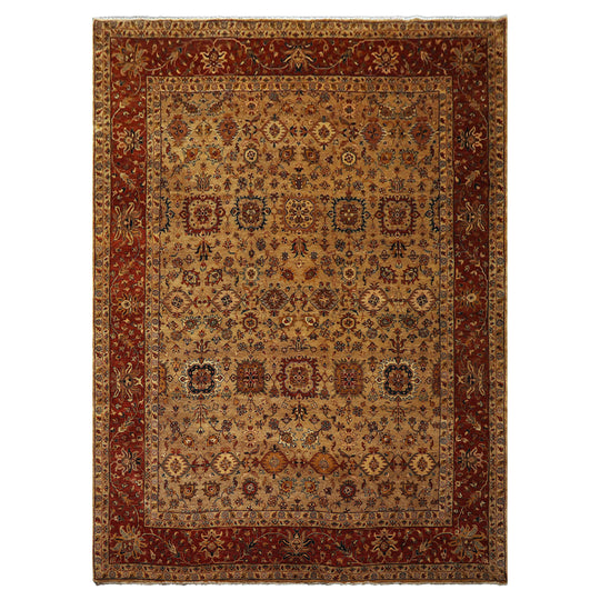 8'7''x11'10'' Hand Knotted Wool Rug Brown, Rust Traditional Fine Agra