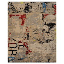 8x10 Beige, Aqua, Lime Color Hand Knotted Sherpa Wool & Bamboo Silk Modern Oriental Rug