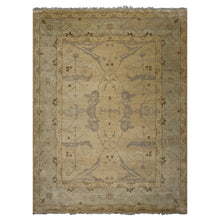 9x12 Beige, Seafoam, Brown Color Hand Knotted Oushak Wool Transitional Oriental Rug