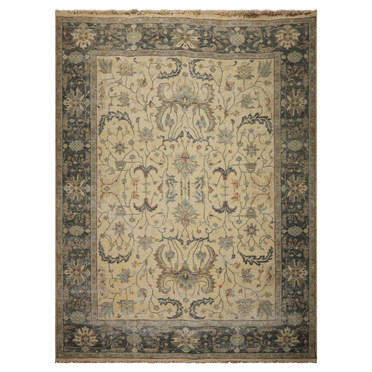 8'10''x11'10'' Hand Knotted Wool Rug Beige, Gray Transitional Distress