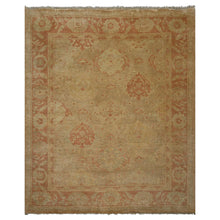 8x10 Beige, Rose, Gray Color Hand Knotted Oushak Wool Traditional Oriental Rug