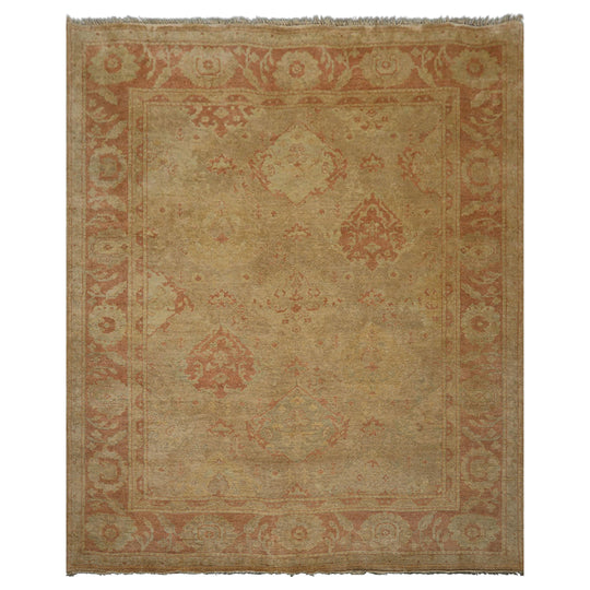 8x9'11'' Hand Knotted Wool Rug Beige, Rose Traditional Fine Oushak