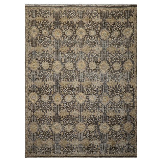 8'9''x11'10'' Hand Knotted Wool Distressed Rug Gray, Beige Transitional
