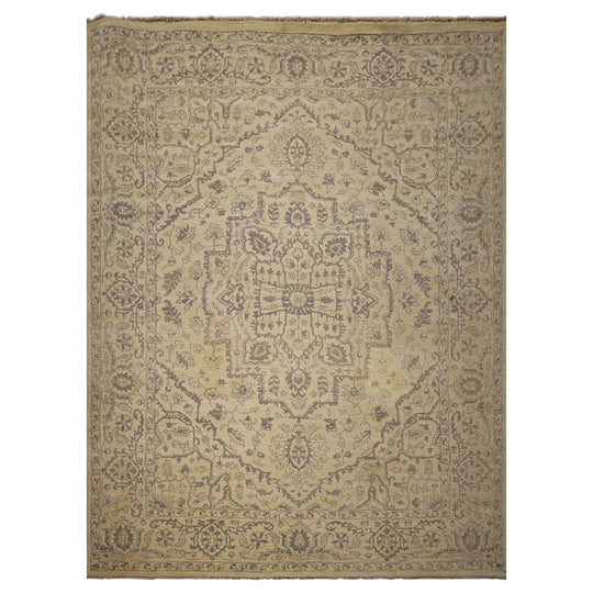 9x11'11'' Hand Knotted Wool Rug Beige, Taupe Transitional Peshawar