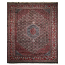 11x13 Midnight Blue, Red, Ivory Color Hand Knotted Heriz Wool Traditional Oriental Rug