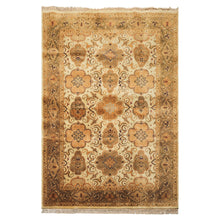 6x9 Beige, Green, Brown Color Hand Knotted Oushak Wool Traditional Oriental Rug