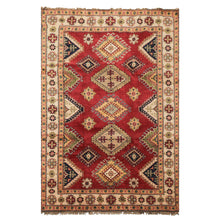 6x9 Red, Gold, Sage Color Hand Knotted Kazak Wool Traditional Oriental Rug
