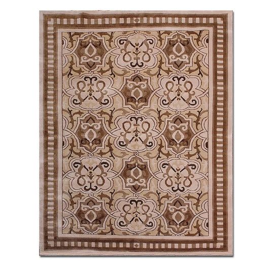 Ivory 6'x9' Hand Knotted 100% Wool Tibetian OrientalArea Rug