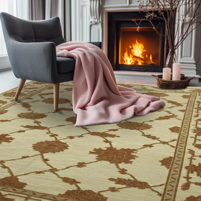 Hand Knotted 100% Wool Traditional Area Rug Green 5'10