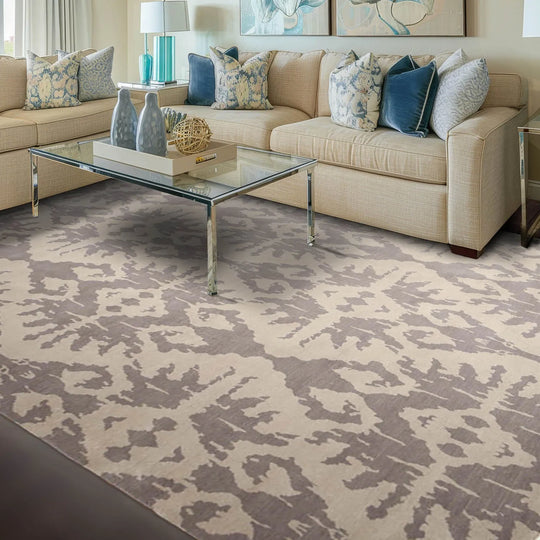 9' x 12' Hand knotted 100% Wool Modern Area Rug full pile 9x12 Gray